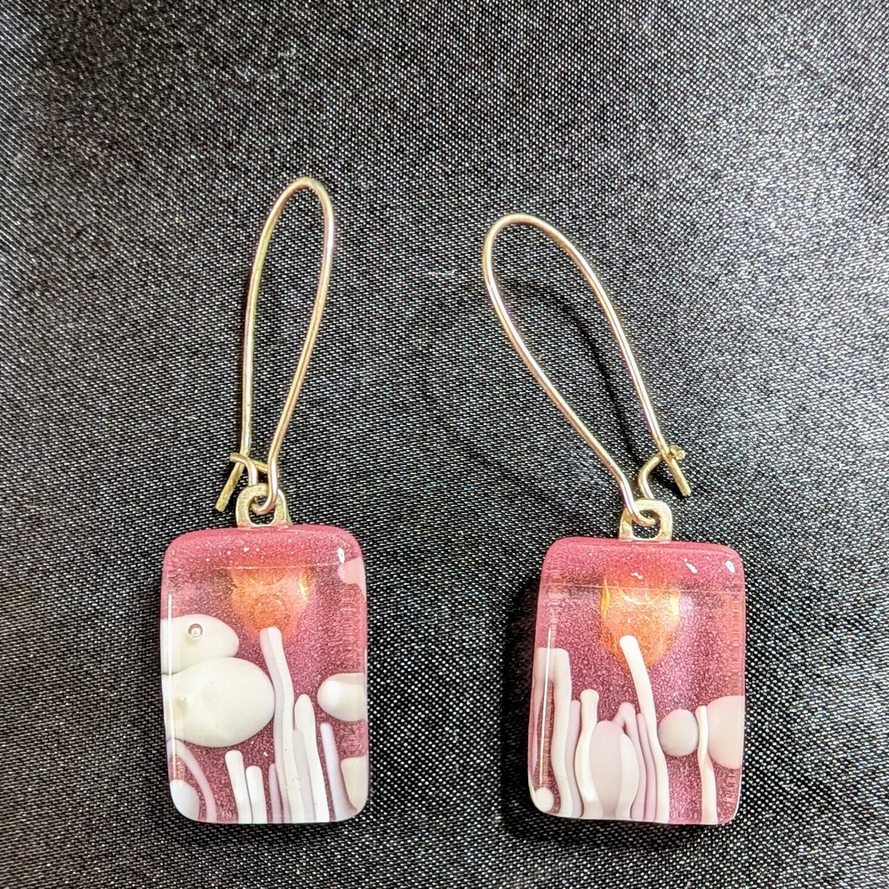 Elegant Pink and White Earrings